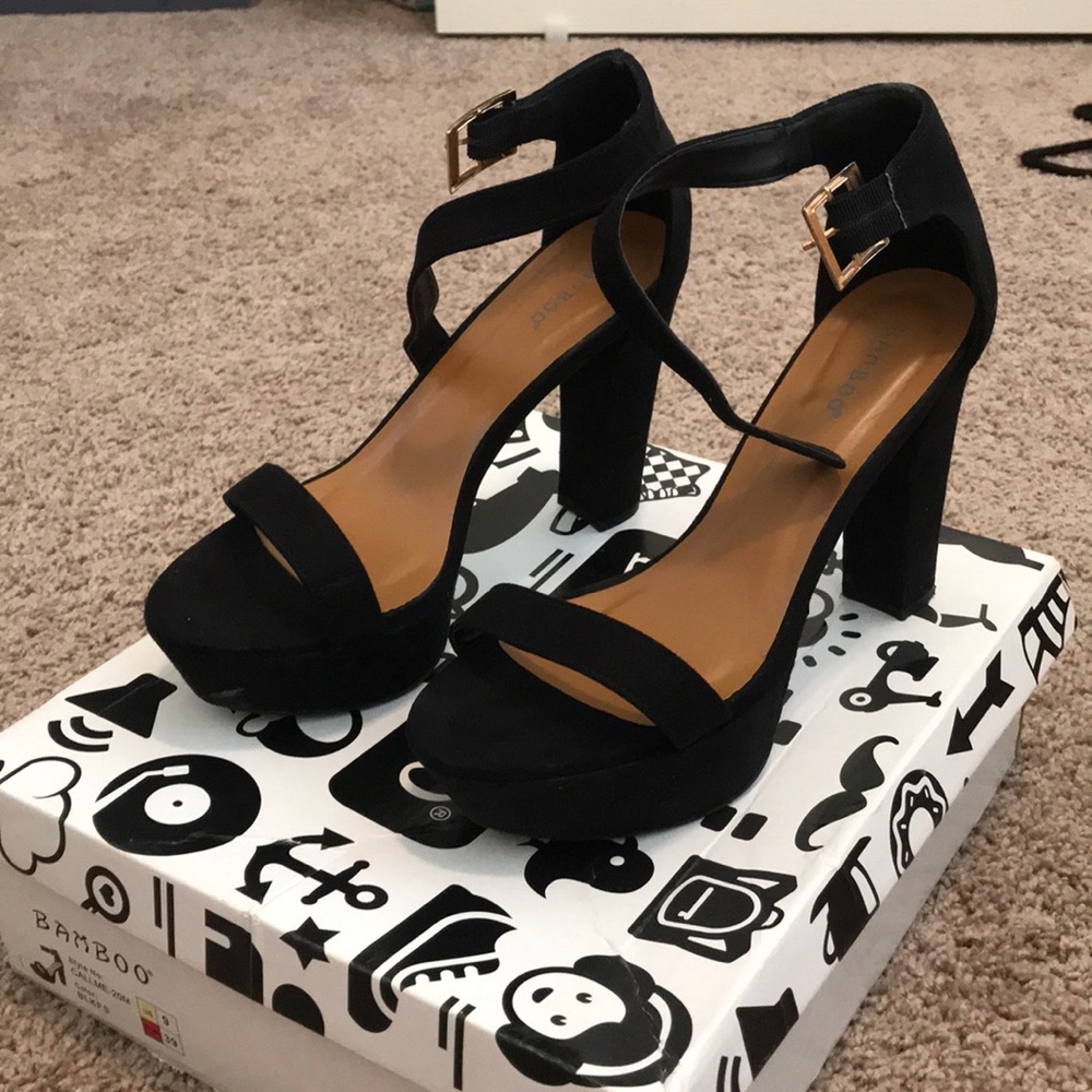 Bamboo black heels